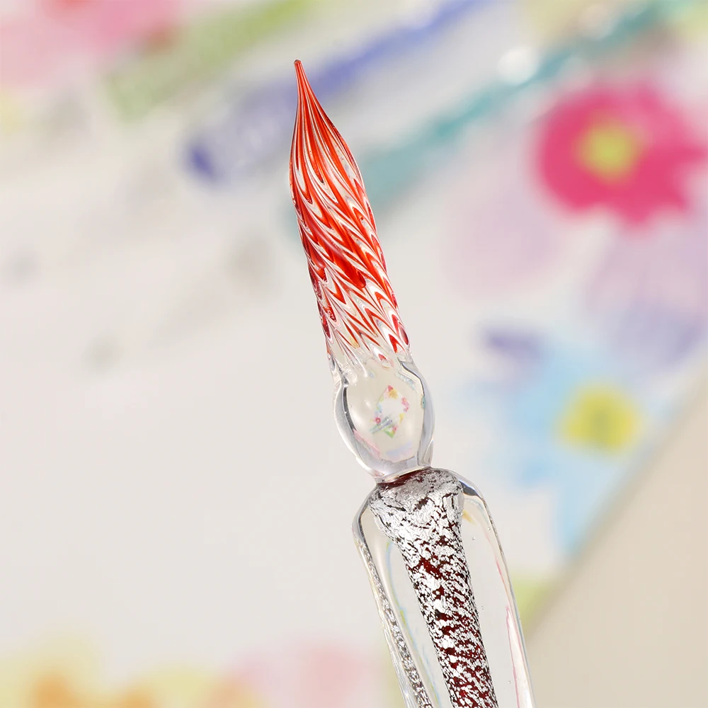 1 шт. Стеклянная ручка ручной работы Lampwork с 3D цветком внутри Хрустального держателя Погружающаяся каллиграфическая ручка, заполняющая чернилами авторучки