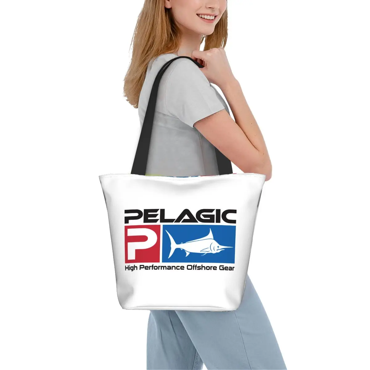 Многоразовая хозяйственная сумка для пелагической рыбалки, женская холщовая сумка-тоут, прочные сумки для покупок в виде рыбацкой рыбы, подарочные продукты для покупок