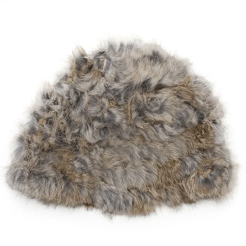 Модная вязаная шапка из кроличьего меха русской леди, женская зимняя теплая шапка-бини E0BC