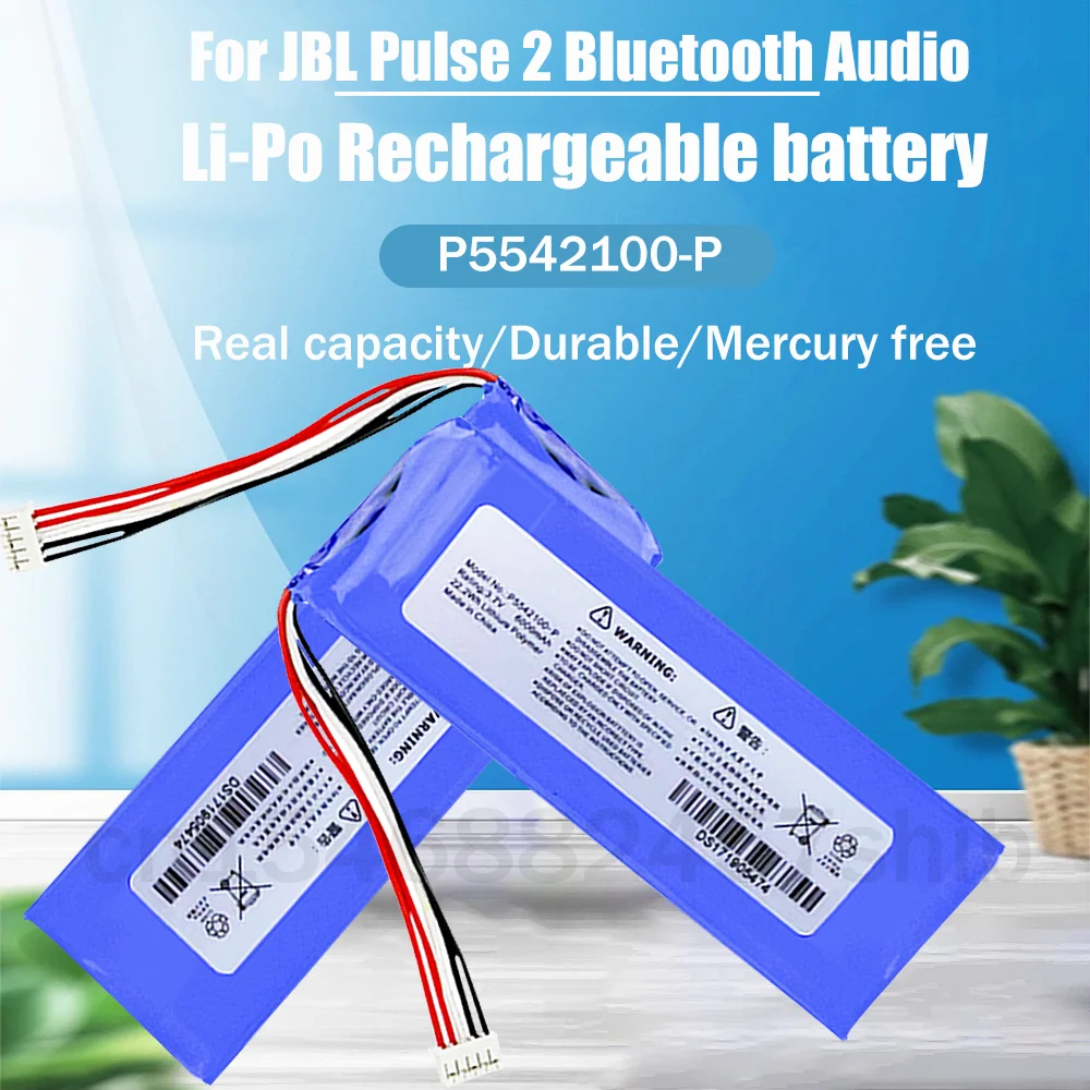 22,2 Втч 3,7 В 6000 мАч Перезаряжаемая Литиевая Батарея P5542100-P 5542110P Для Аккумуляторов Беспроводных Динамиков Bluetooth JBL Pulse 2 Pulse 3