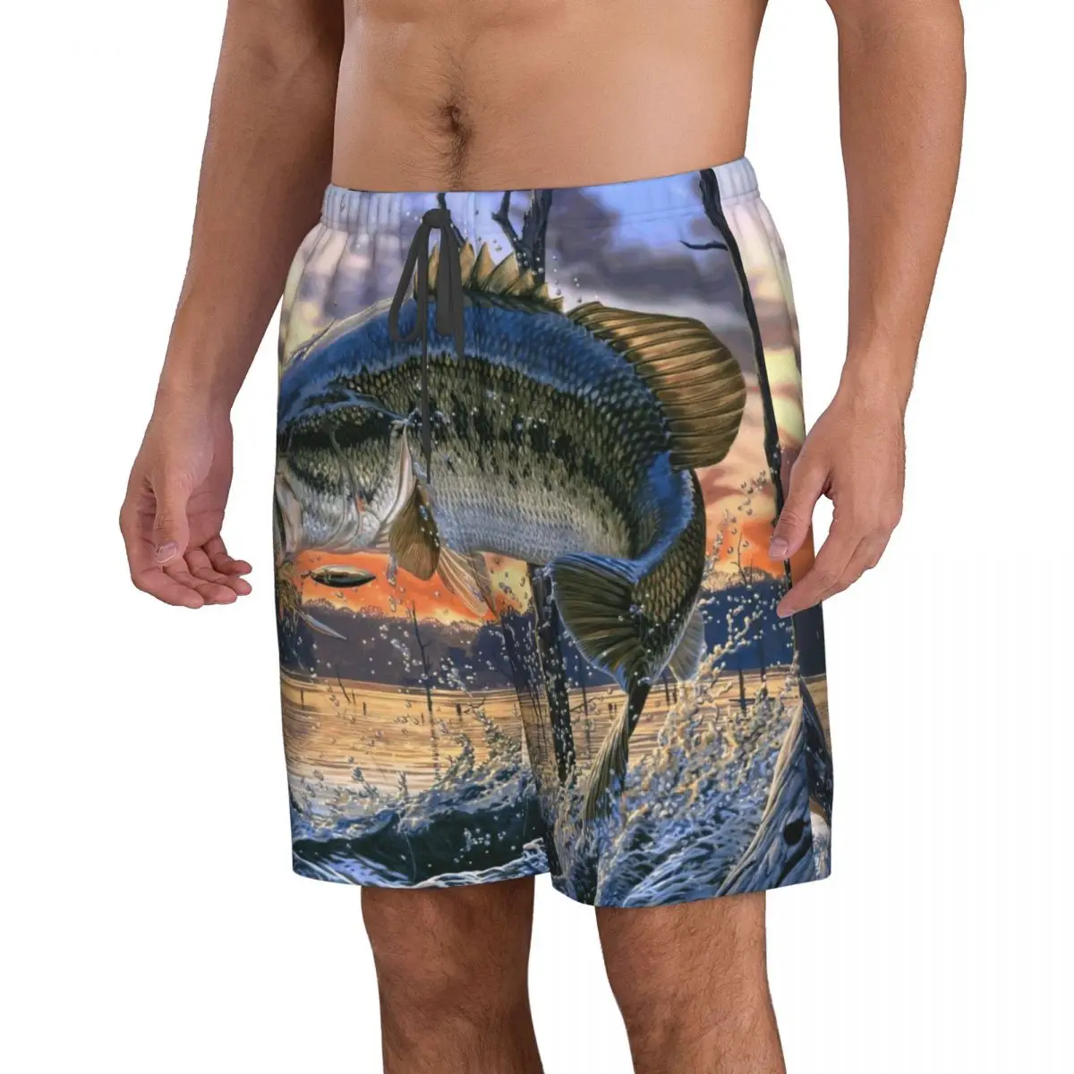Мужские пляжные шорты для рыбалки, Быстросохнущий купальник для фитнеса, забавные 3D шорты Street Fun