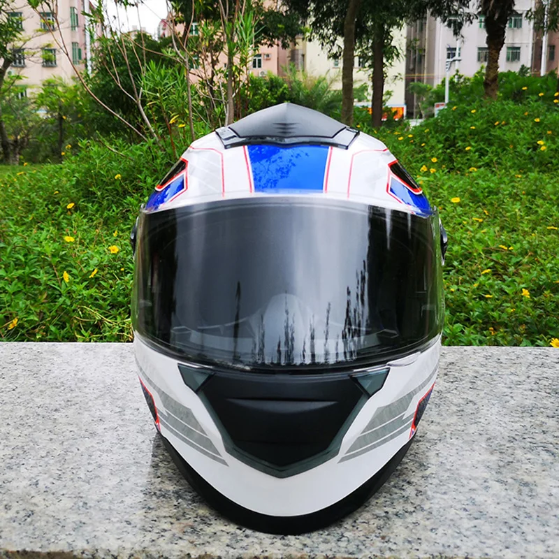 Одобренный ЕЭК Мотоциклетный синий шлем с двойными козырьками Крутые мужские Каско для верховой езды Мотоциклетные полнолицевые шлемы