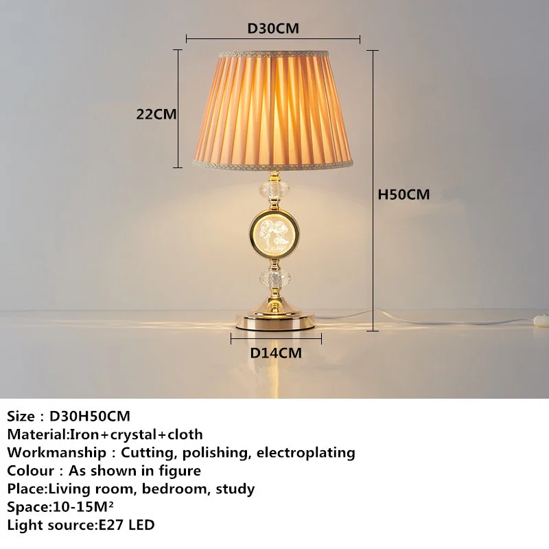 OUTELA Современная хрустальная настольная лампа LED Vintage Creative Decor Настольный светильник для дома, гостиной, прикроватной тумбочки в спальне