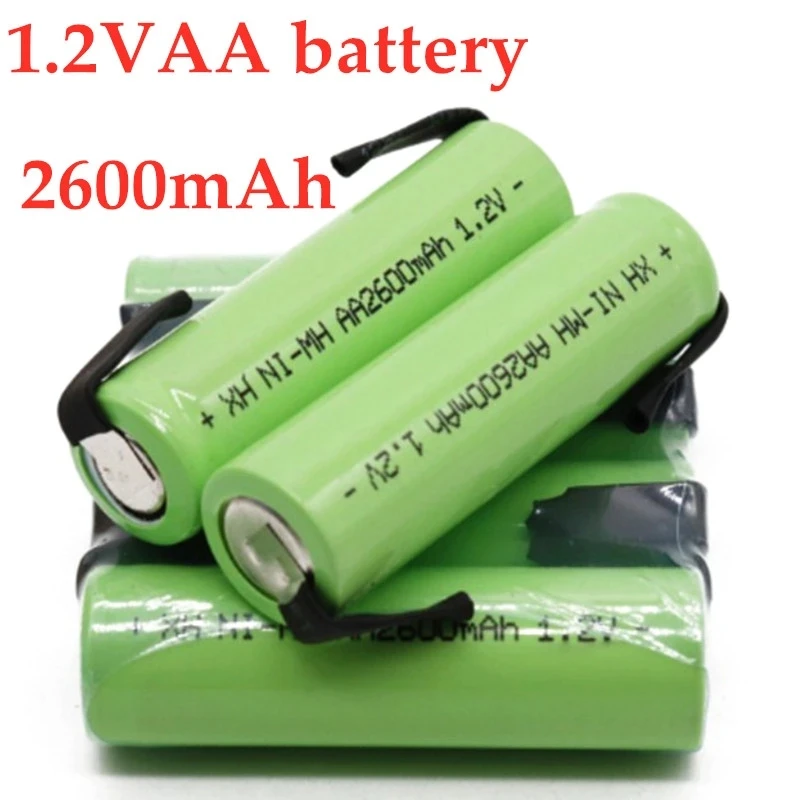 Аккумуляторная батарея Aa 1.2V 2600Ah, Ni Mh Mobile, Зеленый Корпус Со Сварочными выступами, Используется Для Электробритв Philips, Бритвенных станков
