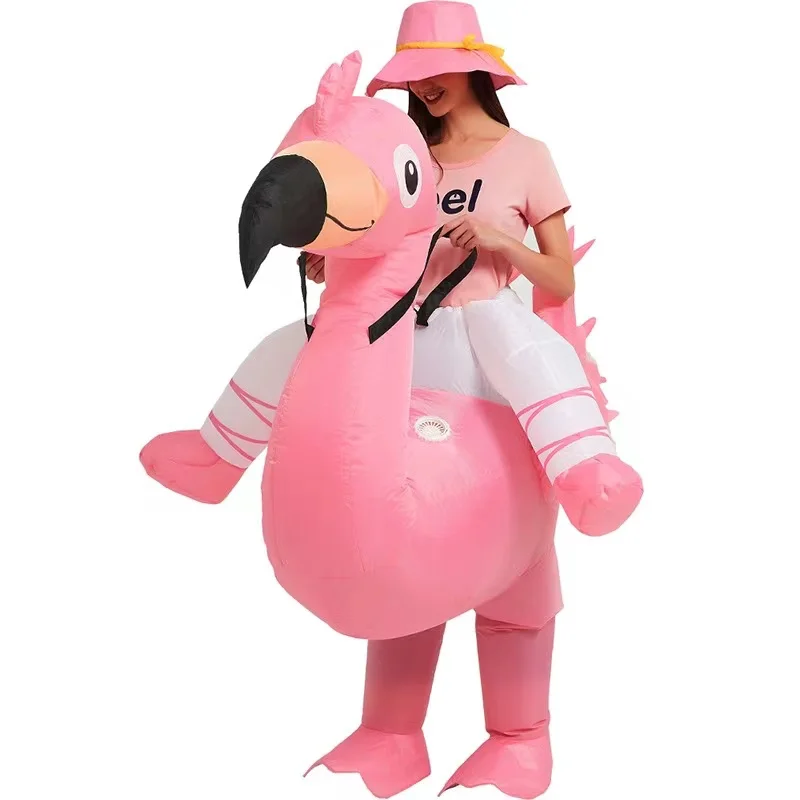 Надувной костюм розового Фламинго для взрослых и детей, забавное платье для косплея на Хэллоуин, надувной костюм для вечеринки, карнавала, фестиваля, наряда для верховой езды
