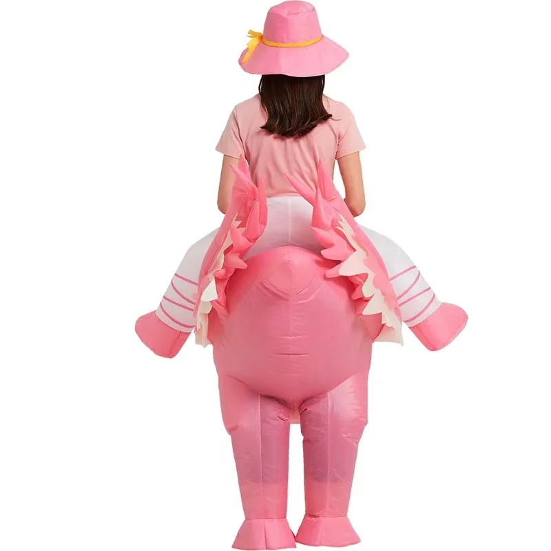 Надувной костюм розового Фламинго для взрослых и детей, забавное платье для косплея на Хэллоуин, надувной костюм для вечеринки, карнавала, фестиваля, наряда для верховой езды