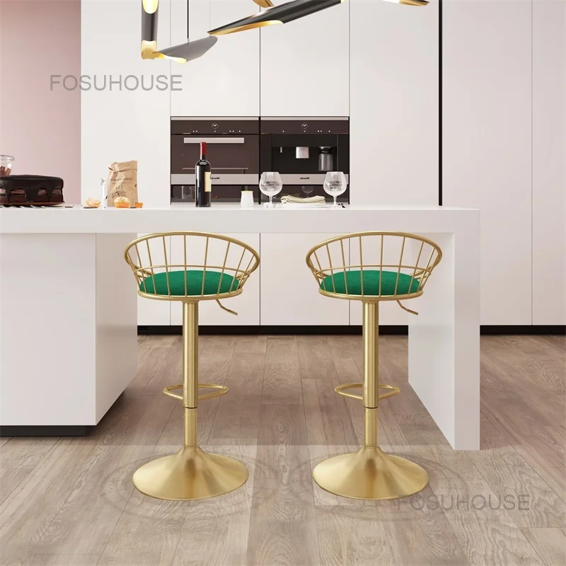 Европейские легкие Роскошные барные стулья Кухонная мебель Современный дом Подъемные Поворотные высокие барные стулья Nordic Creative Высокие барные стулья