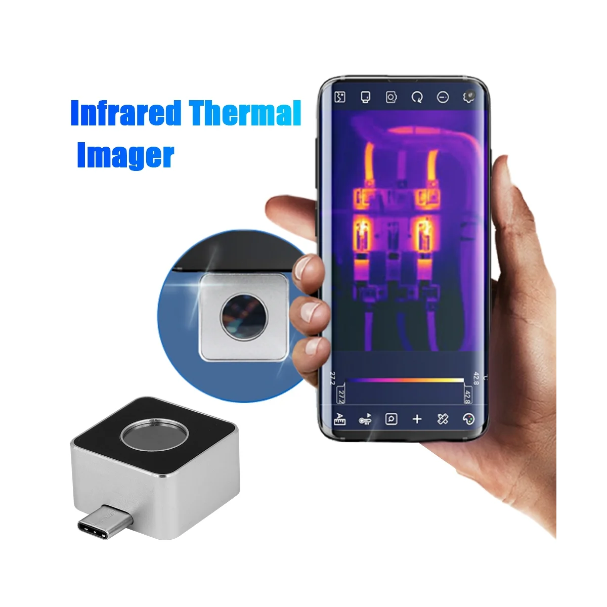 Мобильный инфракрасный тепловизор для телефона Android IP65, промышленная инспекция, тепловизионная камера для обнаружения тепловых потерь (160X120)