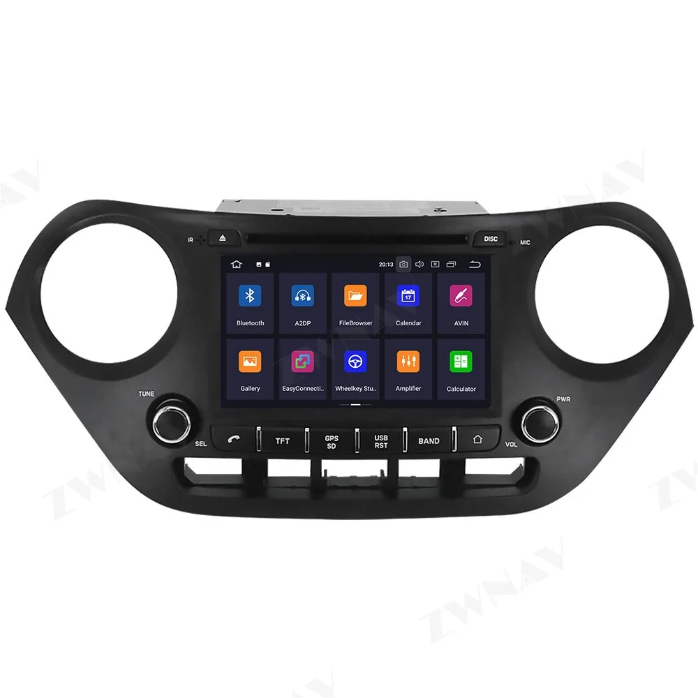 для Hyundai I10 2013 + Android10 4 + 128G Экран, автомобильный мультимедийный DVD-плеер, GPS-навигация, Автозвук, радио, Стерео головное устройство
