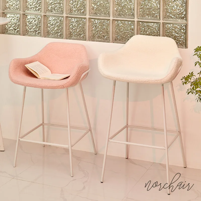 Барный стул Nordic Light с роскошной спинкой, современный простой бытовой высокий табурет, железные дизайнерские высокие обеденные стулья