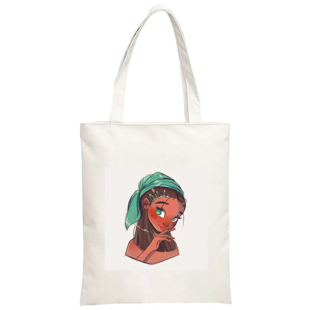 Мультяшный портрет милой девушки-художницы, модная иллюстрация, ретро сумки, сумки-тоут, женская холщовая сумка для покупок через плечо
