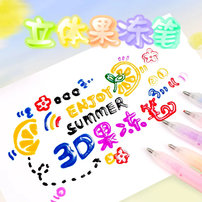 3D гелевая ручка цвета твердого желе, ручка-раскраска Goo Pan, Симпатичный Маркер, Студенческая ручка для рисования, Набор карточек Goo