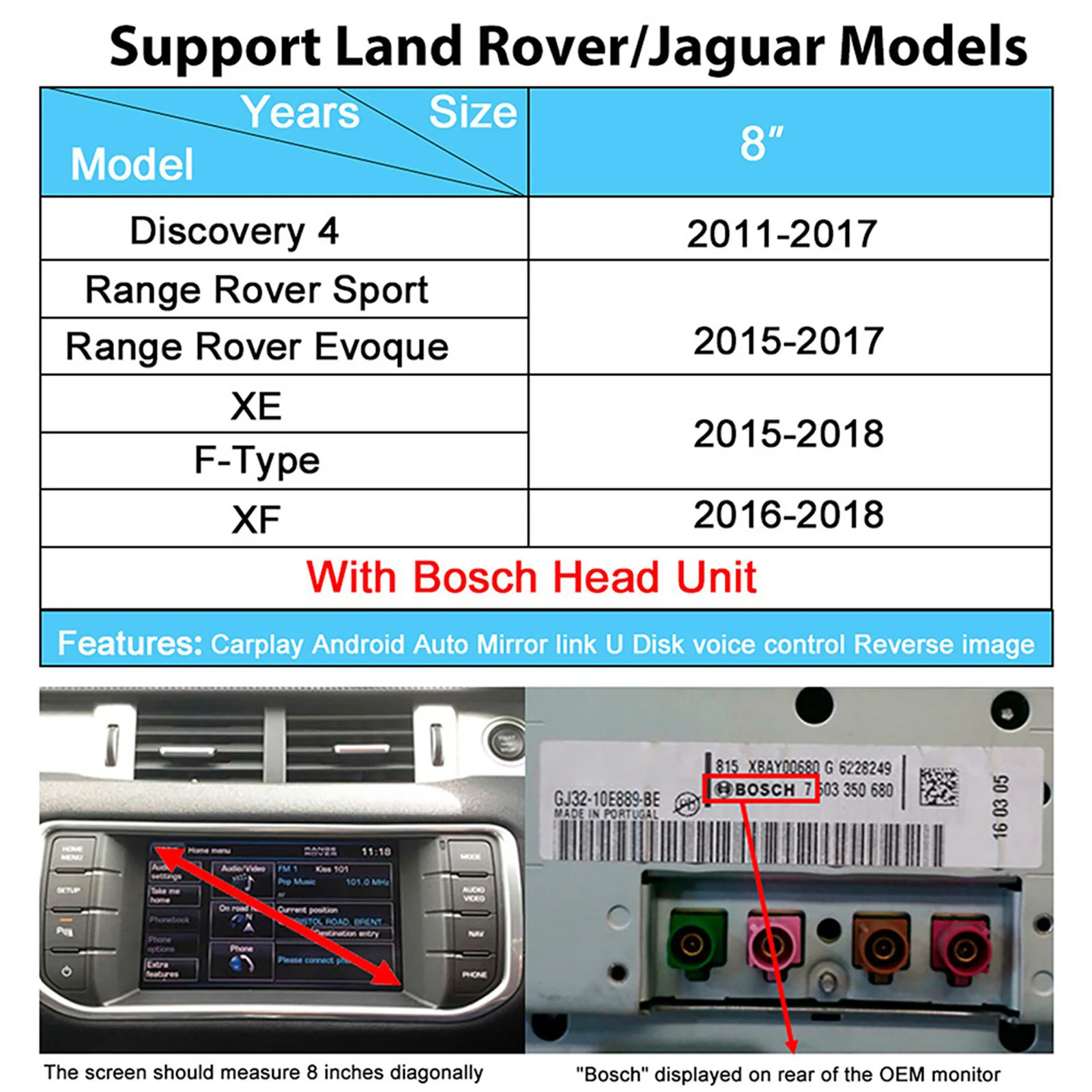 8-дюймовый беспроводной Carplay для Land Rover Android Auto подходит для JAGUAR Upgrade Декодер коробка комплект для дооснащения интерфейса