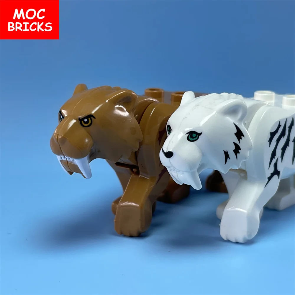 MOC Bricks City Animal Саблезубый Тигр Фигурка аксессуар Развивающие строительные блоки игрушки для детского подарка