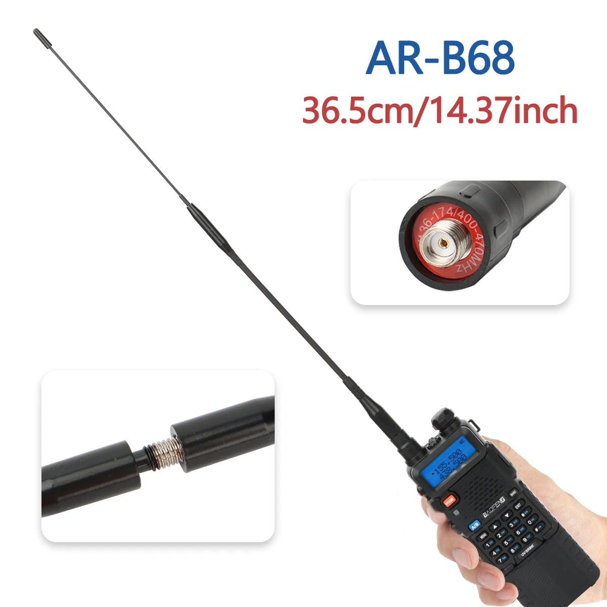 ABBREE AR-B68 SMA-Женская Двухдиапазонная Рация УКВ/УВЧ 144/430 МГц С Длинной Антенной Для Двухсторонних Радиостанций BF-888S UV-5R UV-82