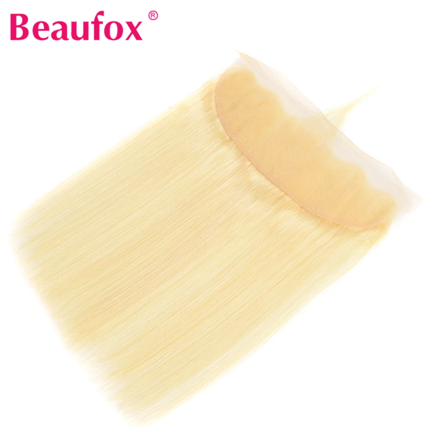 Beaufox Бразильские прямые волосы, кружевная фронтальная застежка с детскими волосами, 613 Кружевных фронталок из светлых человеческих волос, 13 * 4 Свободные части Remy