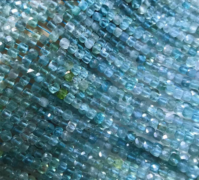 ААААА СВОБОДНЫЕ БУСИНЫ небесно-голубой Апатит квадратный граненый 4*4,5 мм оптом для DIY ювелирных изделий ожерелье 36см