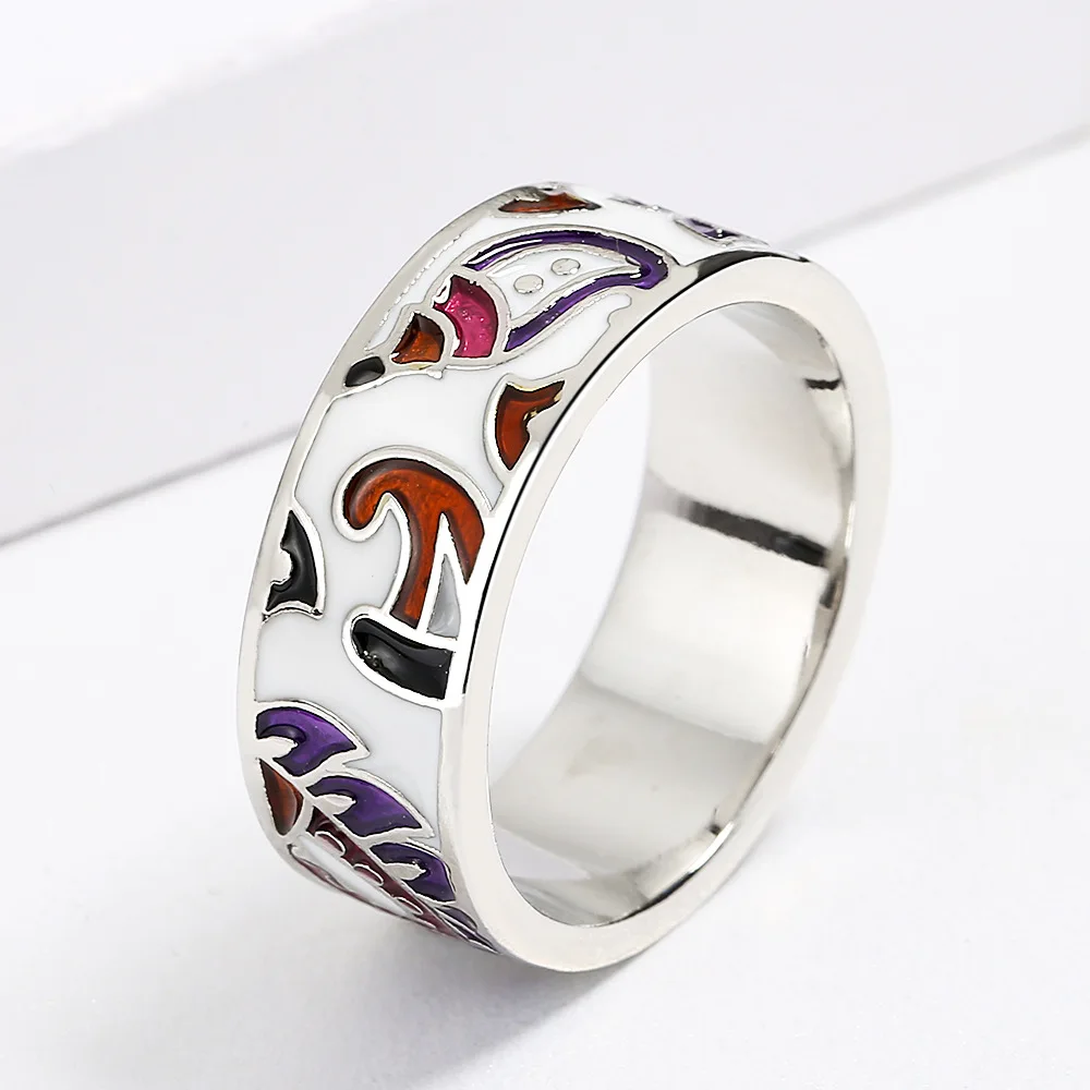 Изысканное кольцо для женщин, высококачественный клей неправильной расцветки, Креативное праздничное кольцо, ювелирные изделия с эмалью ручной работы, Обручальное кольцо