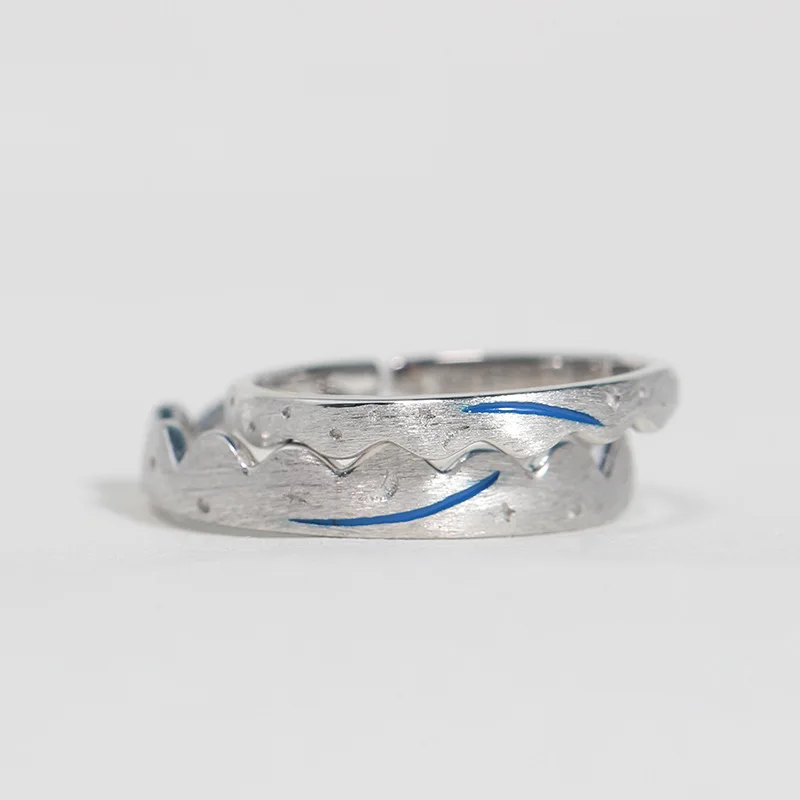 Кольцо с метеоритом из стерлингового серебра 925 пробы, изменяемое по размеру, кольцо для влюбленных, кольцо для пары, подарок для парня и подруги
