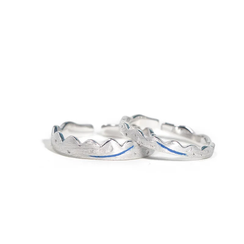Кольцо с метеоритом из стерлингового серебра 925 пробы, изменяемое по размеру, кольцо для влюбленных, кольцо для пары, подарок для парня и подруги