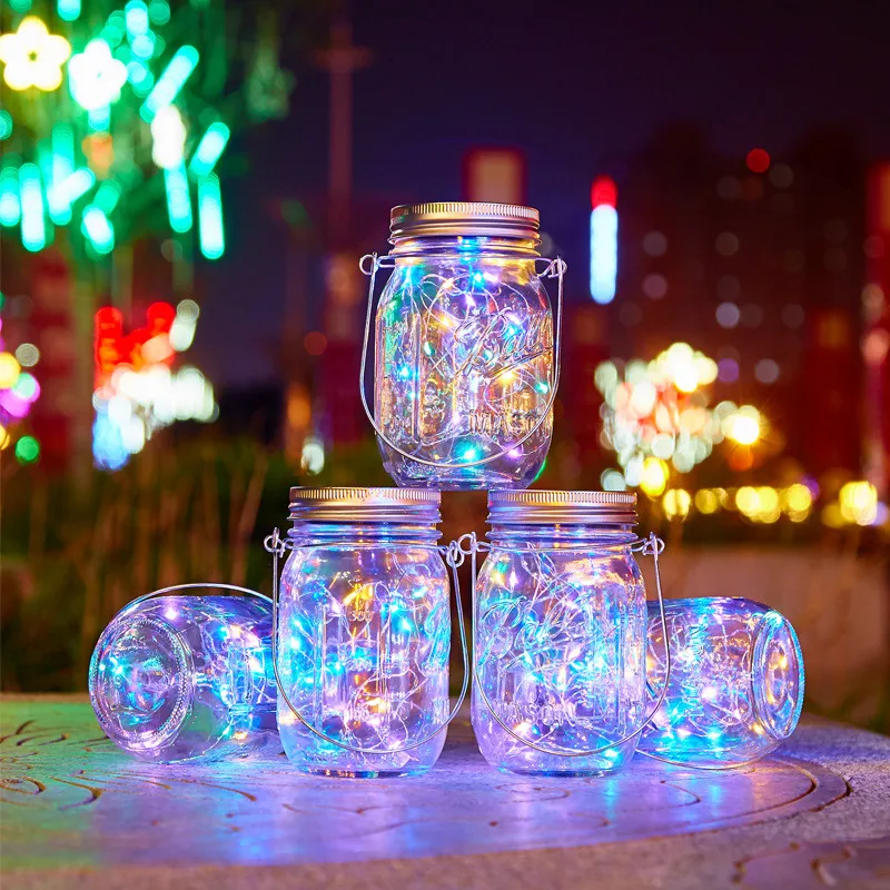 Солнечная Лампа String LED Fairy Light 20 Светодиодов Mason Jar Крышка Бутылки Для Рождественского Свадебного Украшения Garden Party Lighting