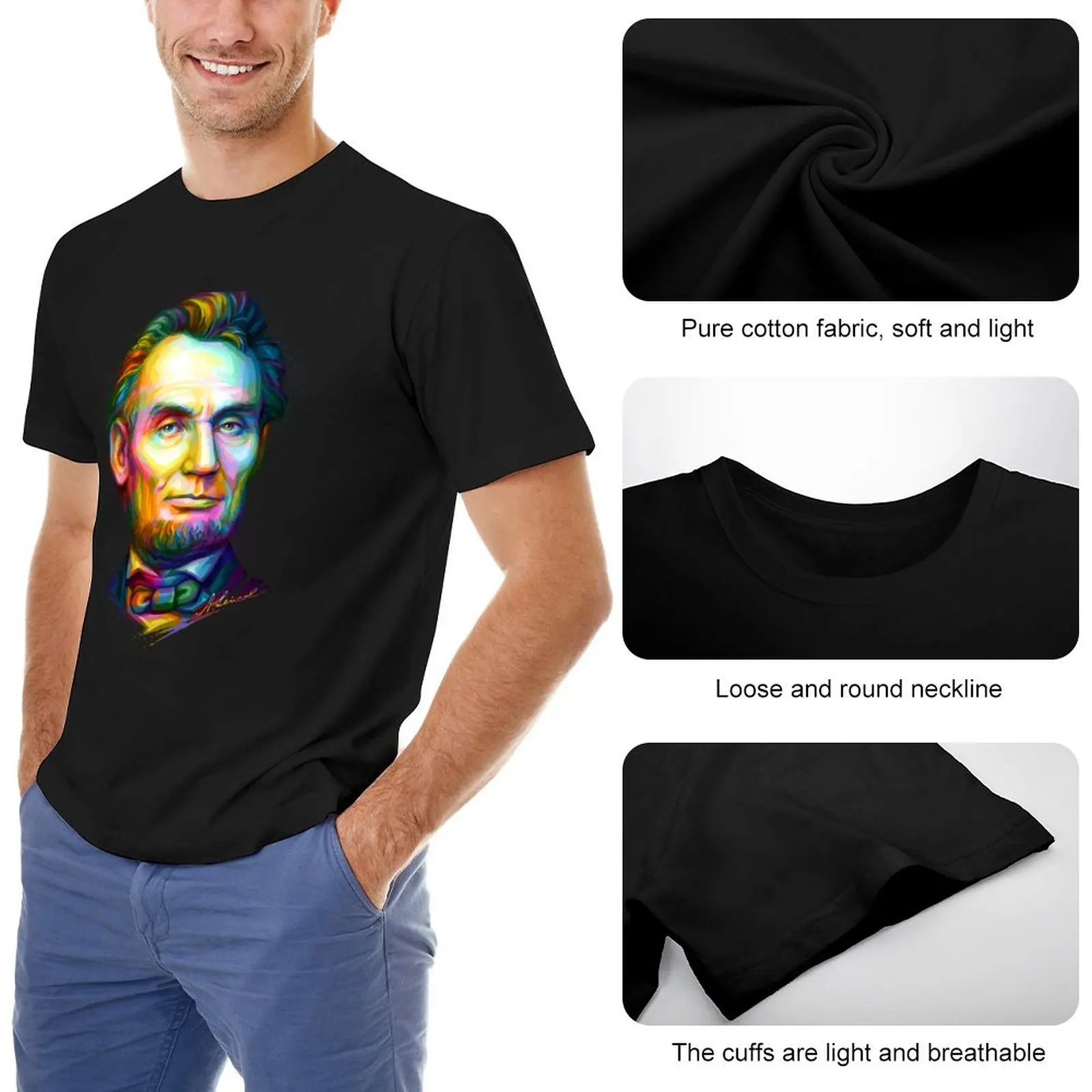 Футболка Abraham Lincoln, милая одежда, простая футболка, футболки на заказ, создайте свои собственные мужские футболки с длинным рукавом