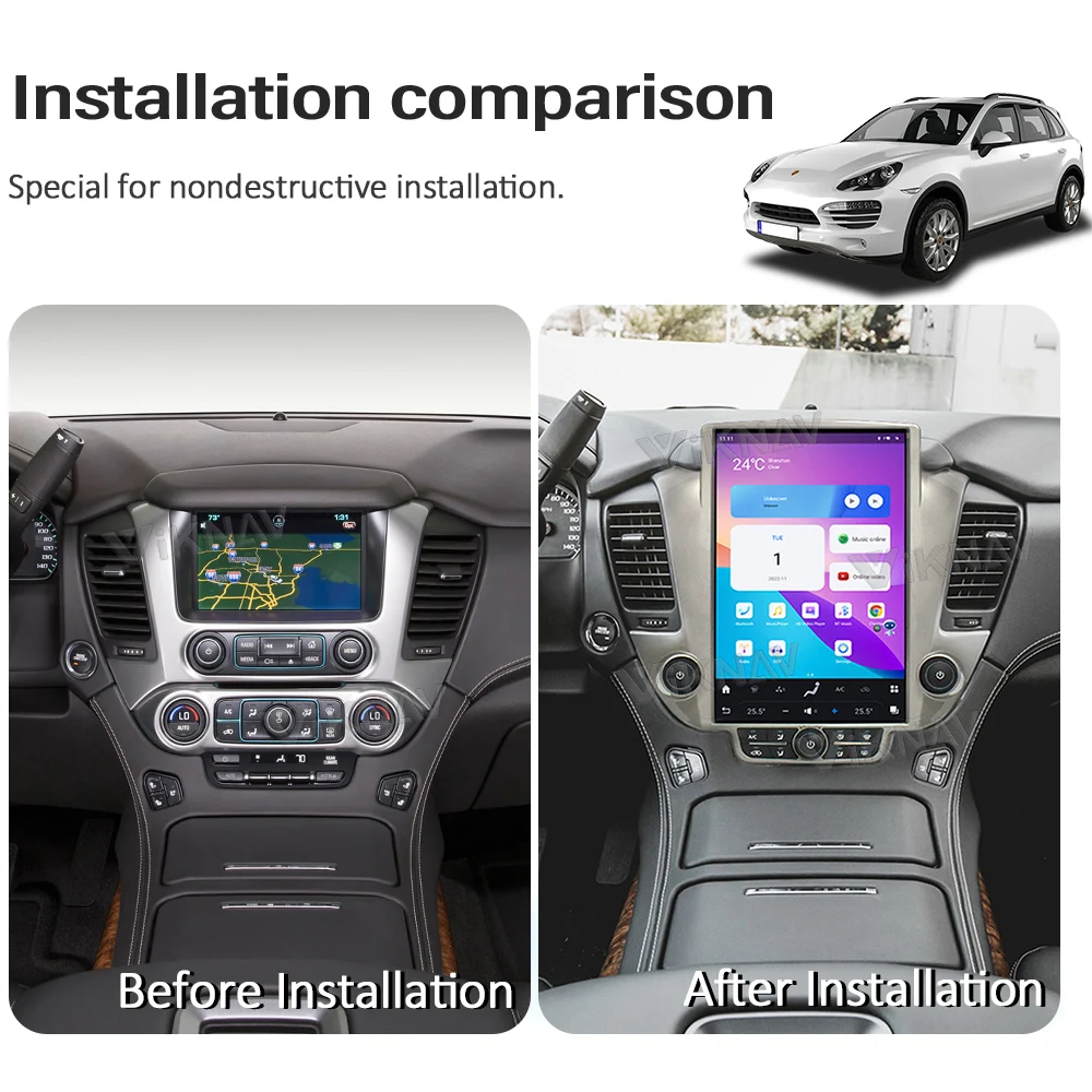 14,5-дюймовый Автомобильный Радиоприемник Android 11 Для Chevroler Suburban Tahoe GMC Yukon 2014-2020 с экраном Auto Audio Вертикальный Экран Carplay