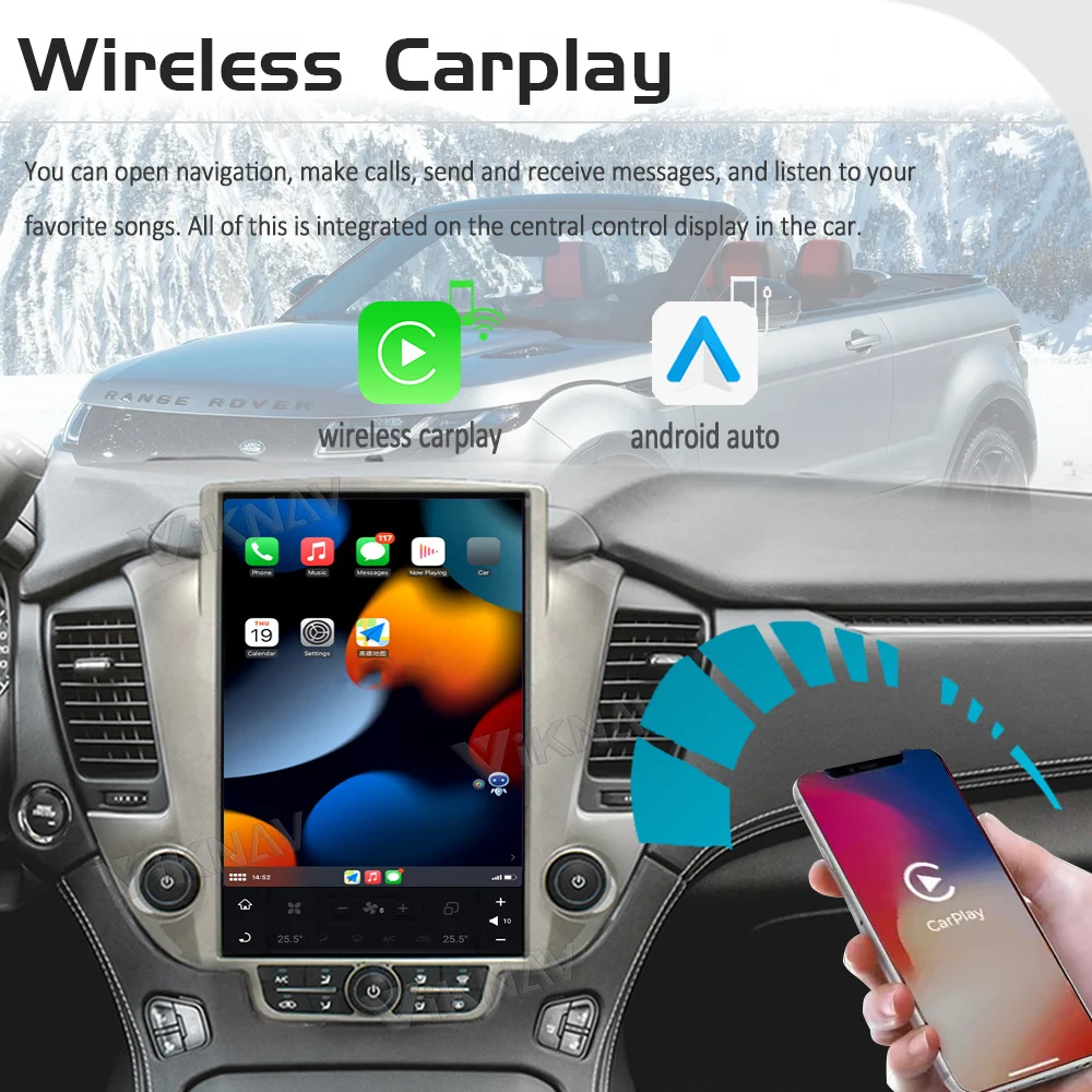 14,5-дюймовый Автомобильный Радиоприемник Android 11 Для Chevroler Suburban Tahoe GMC Yukon 2014-2020 с экраном Auto Audio Вертикальный Экран Carplay