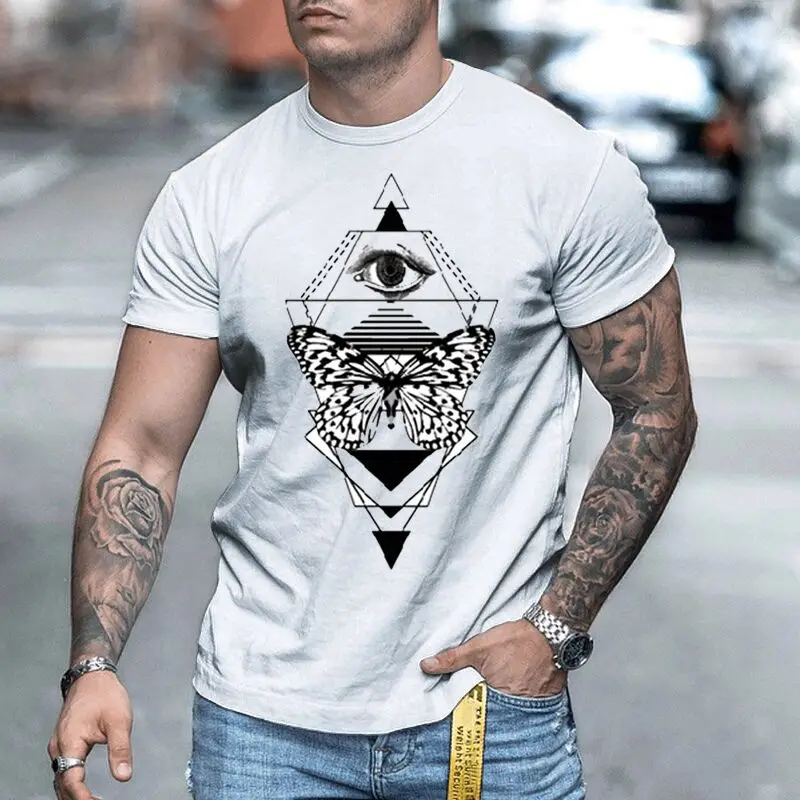 Оригинальный дизайн футболки для мужчин с 3D принтом Повседневная рубашка с круглым вырезом Быстрая сушка Изысканная женская одежда Бесплатная доставка