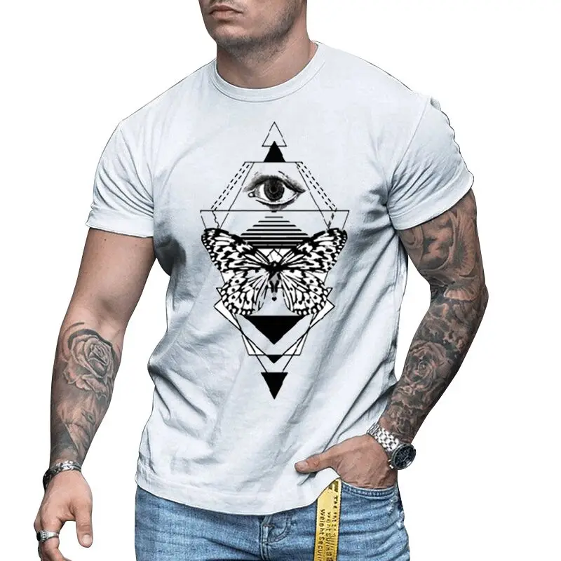 Оригинальный дизайн футболки для мужчин с 3D принтом Повседневная рубашка с круглым вырезом Быстрая сушка Изысканная женская одежда Бесплатная доставка