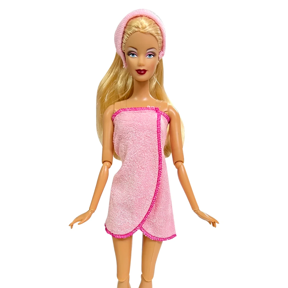 NK 1 Комплект Повседневного Розового Банного Полотенца Принцессы, Ночная Рубашка + Головной Убор, Модная Праздничная Одежда Для Барби, Аксессуары, Кукла, Подарок Для Девочки