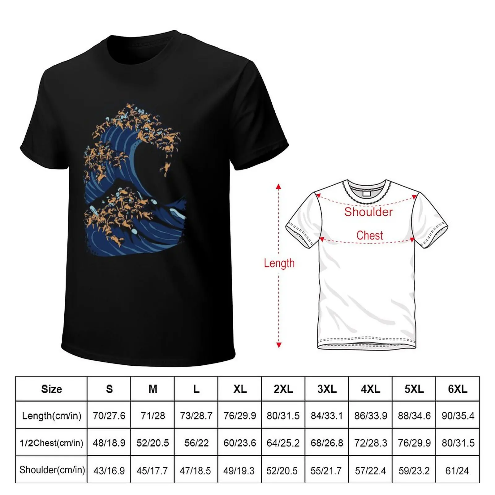 Футболка The Great Wave of Shiba Inu, милые топы, футболка нового выпуска, винтажная футболка, мужские высокие футболки.