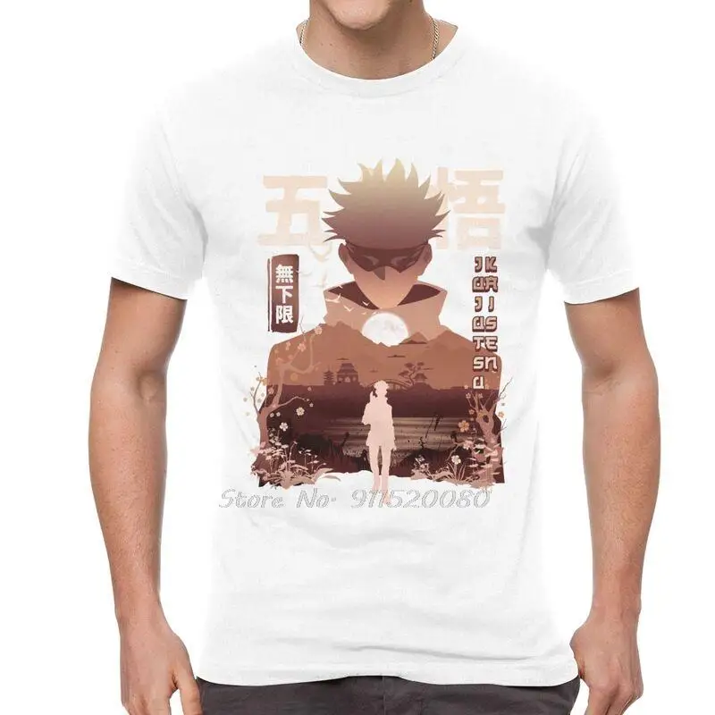 Мужская футболка Satoru Gojo Japan Anime Manga, Забавная Футболка Jujutsu Kaisen, Крутая Футболка, Хлопковые Футболки, Уличная Одежда Harajuku