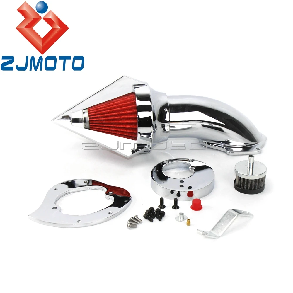 Хромированная Мотоциклетная Заготовка Алюминиевый Конусный Шип Комплект Воздухоочистителя Моющийся Воздушный Фильтр Для Honda VTX 1300 VTX1300