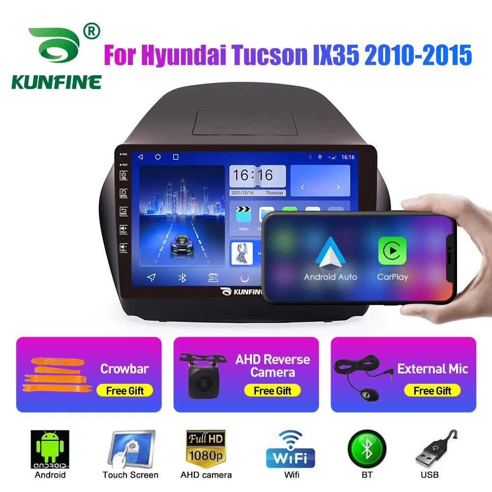 10,33 Дюймов Автомобильный Радиоприемник Для Hyundai Tucson IX35 2Din Android Восьмиядерный Автомобильный Стерео DVD GPS Навигационный Плеер QLED Экран Carplay