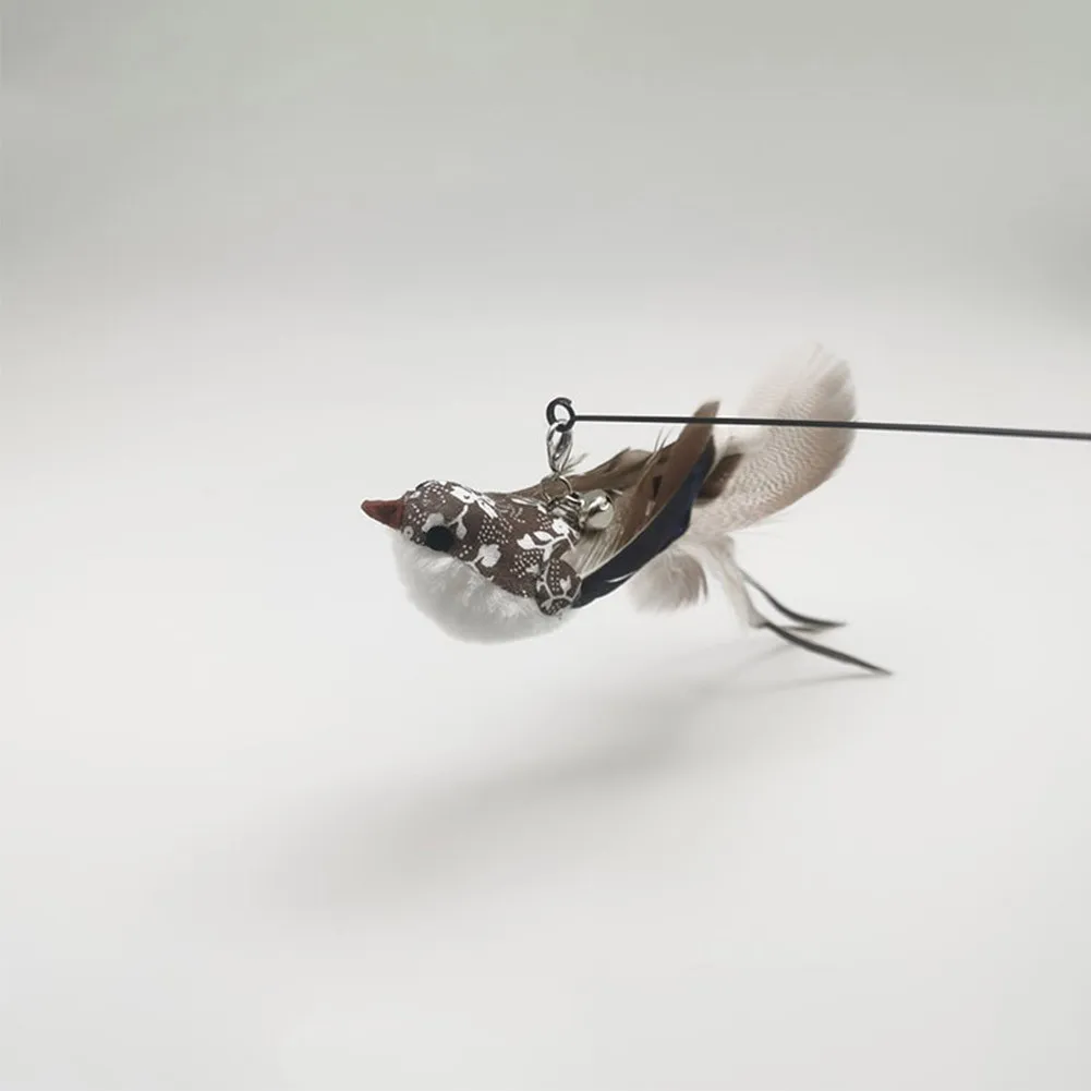 Интерактивная игрушка-удилище для кошек, имитирующая длиннохвостую птицу, удлиняющую стальную катанку из перьев, интерактивная игрушка-удилище для кошек