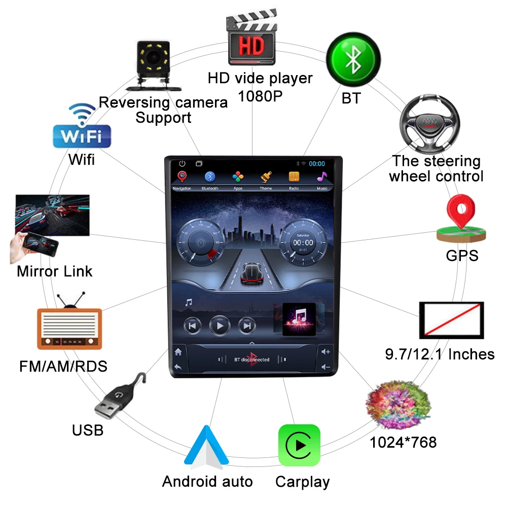 9,7-Дюймовый Автомобильный Радиоприемник Tesla Style 2 Din Android Для Ford Focus 05-14 MT AC Стерео Автомобильный Мультимедийный Видеоплеер DVD GPS Навигация