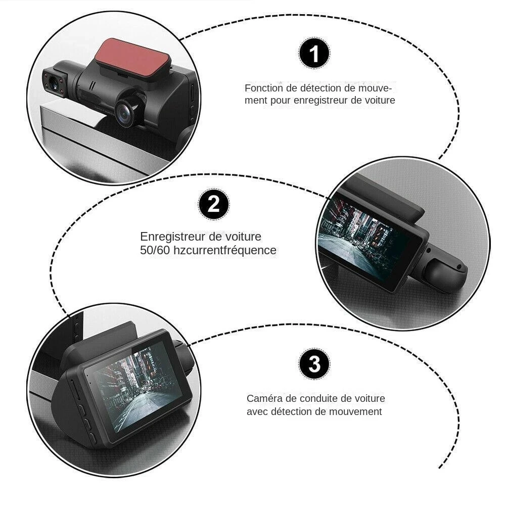 Двухобъективный Автомобильный Видеомагнитофон HD1080P Dash Cam Car Black Box 3,0-дюймовый IPS-Рекордер Камеры Ночного Видения G-sensor Loop Recording Dvr