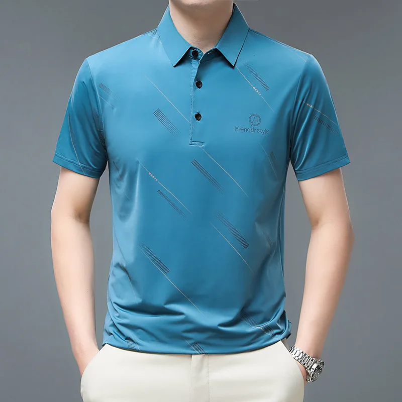Летняя новая мужская рубашка поло, однотонная футболка с короткими рукавами, мужская Корейская повседневная одежда с отворотом, свободная мужская одежда большого размера