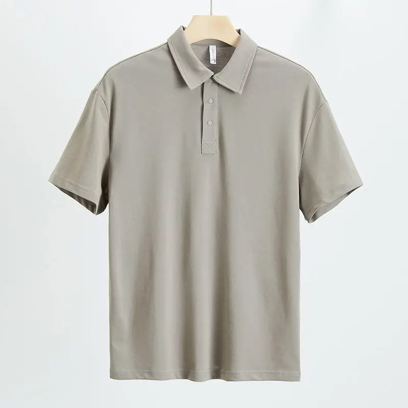 Высококачественная мужская рубашка-поло с нишевым дизайном, весна и лето, однотонный простой топ, свободная футболка с короткими рукавами, мужская