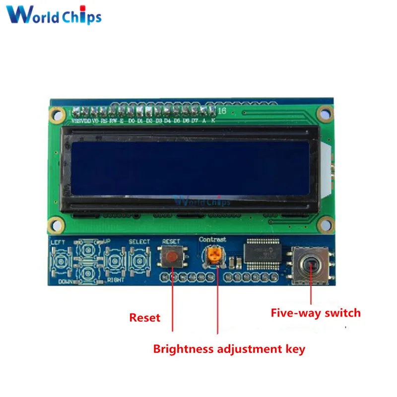 Регулируемая яркость 1602LCD 1602 LCD Shiled IIC I2C MCP23017 5 Клавиатура 16x2 Символьный ЖК-Дисплей Модуль Для Arduino