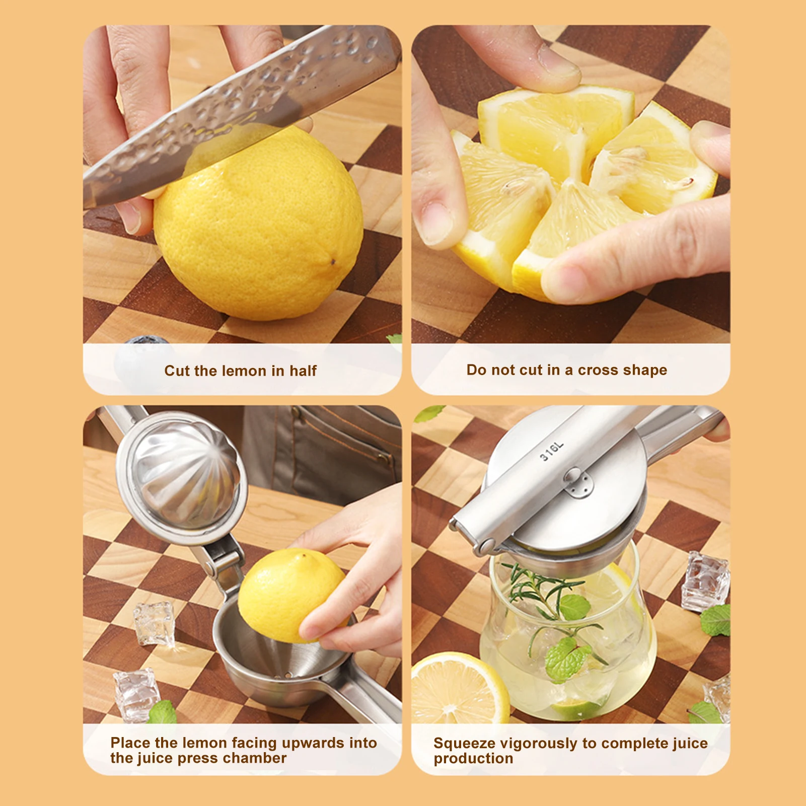 Ручная соковыжималка для лимона, лайма и апельсина Эргономичный дизайн Ручной пресс-соковыжималка для бытовых кухонных гаджетов