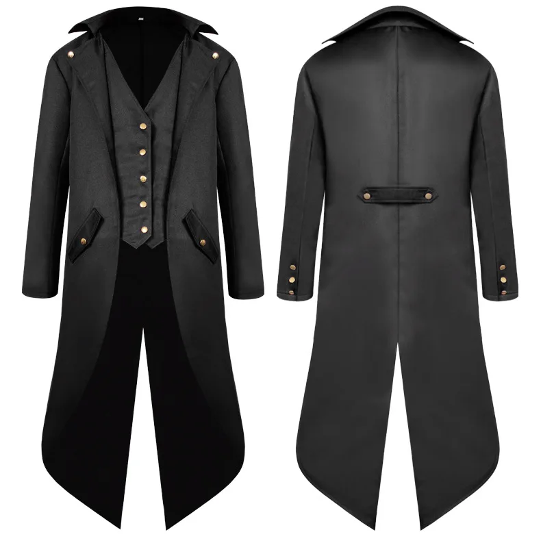 Европейский мужской костюм средневекового Ренессанса, модное пальто, винтажный фрак в стиле стимпанк, куртка, готическое Викторианское платье, костюм для косплея
